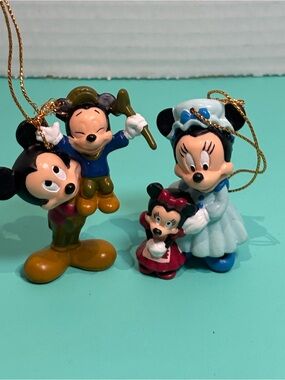 Vintage Disney Avon Christmas Ornaments Set of 2 Mickey & Minnie Mouse